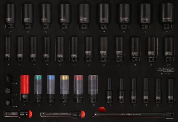 KS Tools 811.0039 1/2'' Kraft-Stecknuss-Satz in Schaumstoffeinlage, 39-tlg