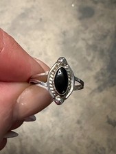 STERLING SILVER 925 RING WITH BLACK ONYX RING SZ 5.5