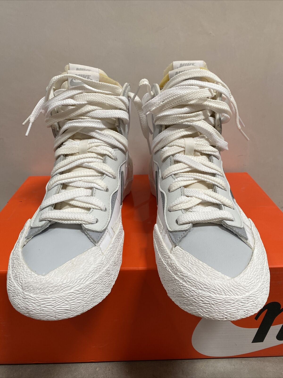 Sacai x Nike Blazer Mid White Grey Mens US Size 10 DS AUTHENTIC
