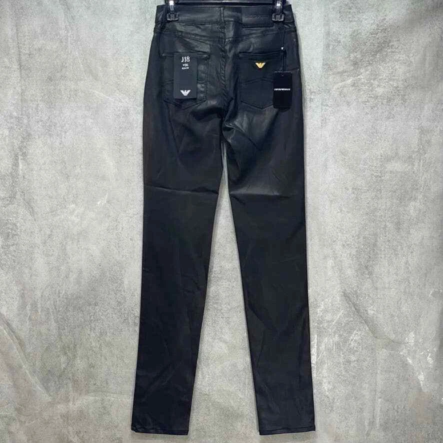 Emporio Armani Women's Black Slim-Fit Pull-On Pants SZ 29 - Image 2 of 4