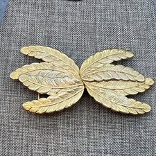 DIY Vintage Leaf Belt Buckle 4.5 In Gold Clasp Accessory Intricate Elegant Retro