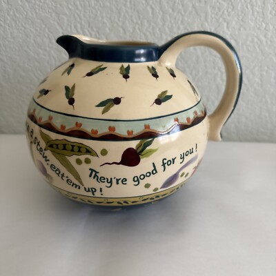Blue Sky Clayworks 18 Carrots Pattern Laura Kelly 1 Bulbous Pitcher Veggies Mint