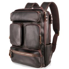 Vintage Genuine Leather Backpack for Men 17.3" Laptop Bag Full Grain Leather ...