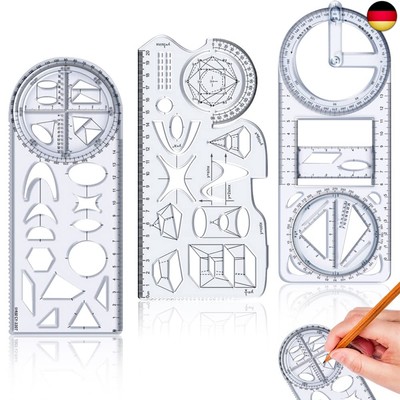 Multifunktionales Zeichenlineal Set,Multifunctional Geometric Ruler,3 PCS