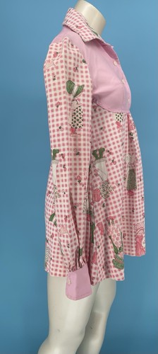 Vintage 60s~70s Holly Hobbie Gingham Hippie Mini Dress Tunic Top Shirt XS - Picture 17 of 24