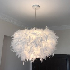 Large Feather Pendant Ceiling Light Fixture Lamp Shades Chandelier Home Bar 30cm
