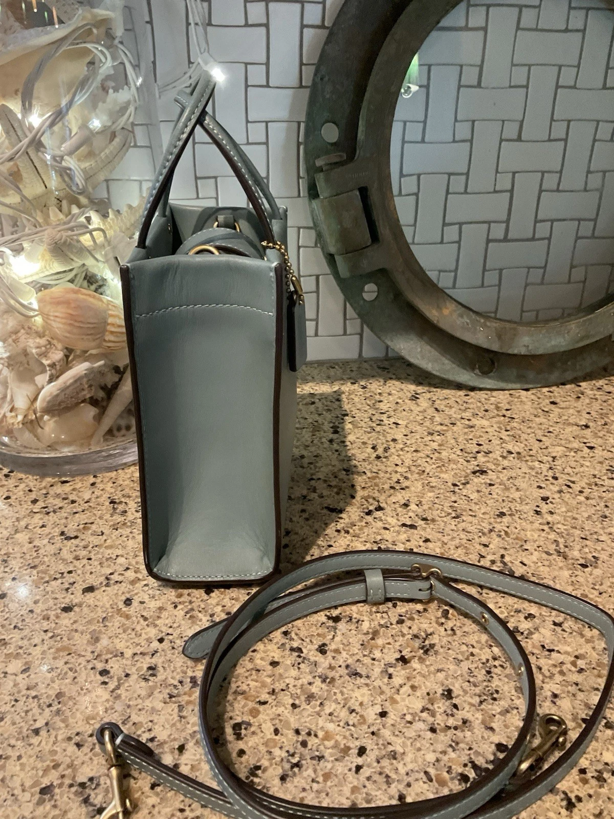 Coach 1941 Mini Cashin Borsa da Trasporto Guanto Pelle Conciata Blu C4828