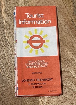 Tourist Information Underground and Bus Maps London 1975 Fold Out Map.
