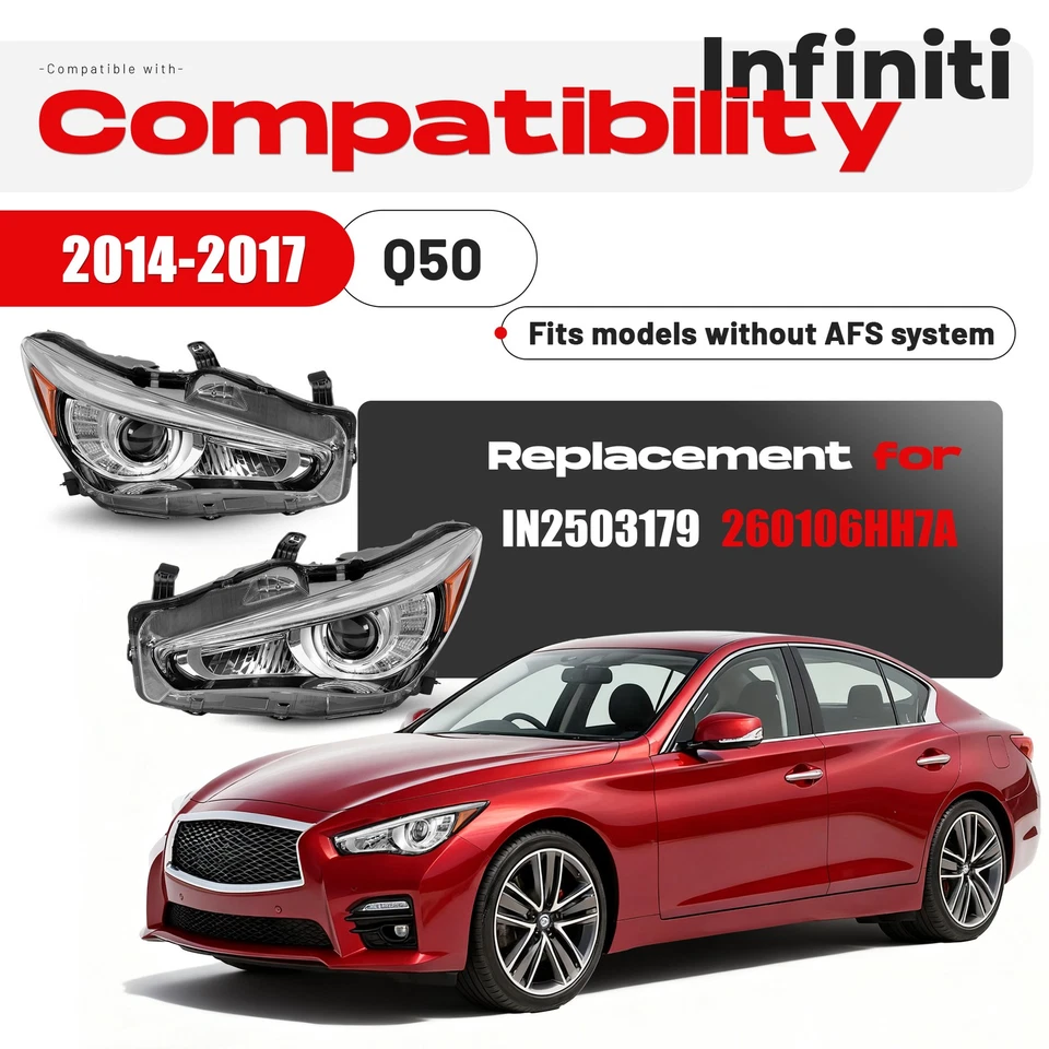 Faros proyectores LED AFS lado conductor y pasajero para Infiniti Q50 14-17 sin conductor Foto 2 de 4