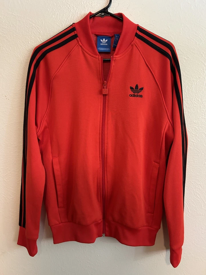 Adidas Originals Superstar Track Top Jacket RED Black Stripes Men's M - Image 1 of 4