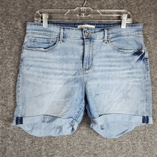 Signature by Levi Strauss Shorts Womens 12 Mid-Rise Light Blue Cuffed EUC