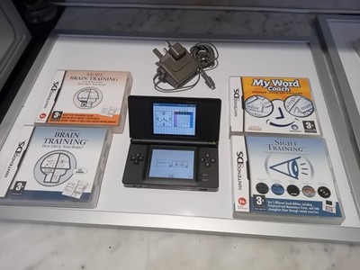 Nintendo DS Light 2006 schwarz und 4 Denkspiele und Anleitung BITTE BESCHREIBUNG LESEN