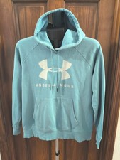 EUC Under Armour Women's UA Rival Fleece Big Logo Hoodie Size Large Light Blue