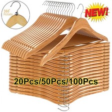Wooden Hangers Pack of 20 50 100 Suit Hangers Premium Natural Finish