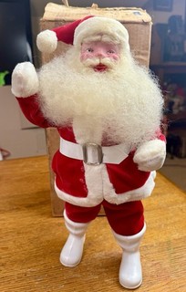 Vintage 1950s HAROLD GALE 13” Santa Claus Figure Red Velvet Suit White Boots
