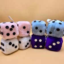Fuzzy Dice Car Auto Interior Accessories Hanging Ornament Charm Pendant Set