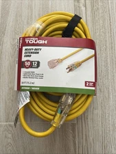 Hyper Tough 50ft Indoor & Outdoor Heavy Duty Yellow Vinyl Extension Cord ASAP