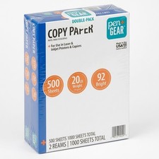 Pen Gear Copy Paper, 8.5" x 11", 92 Bright, 20 lb., 2 Reams 1,000 Sheets 