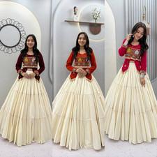 Women's Latest Readymade Cotton Kora Cotton Lehenga Set with Hand Work, Kodi  G