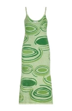 House of Sunny Hockney Dress Sz 4 Blogger Fav Green Abstract Fuzzy Knit Resort