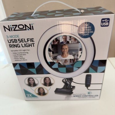 Nizoni 3-Mode USB Selfie Ring Light LED 8 Inch Diameter New in Box