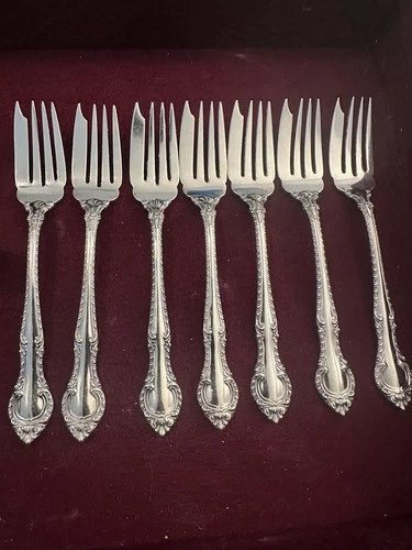 7 VINTAGE GORHAM 925 STERLING SILVER DESSERT FORK LOT 6 inches 243g