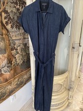 Rag Bone Short sleeve straight leg zipper Denim Jumpsuit SZ 4 Pockets belt