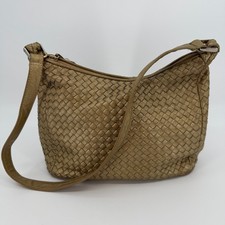 Borsa a tracolla vintage Y2K Ganson in pelle da donna oro tessuto cesto nappa hobo borsetta
