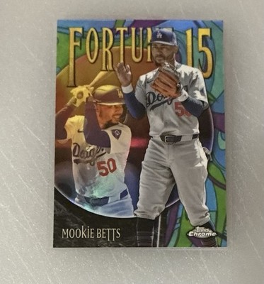 2025 Topps Chrome Logofractor #F15-5 Mookie Betts Fortune 15 Refractor Card