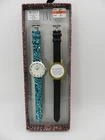 I.N.C. Women's Blue Glitter Black Faux Leather Interchangeable Strap Watch 36mm