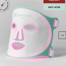Omnilux Clear Blue  Red LED Light Therapy Mask Silicone Rechargeable for Acne