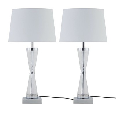 Paar Touch Control Nachttischlampen Tischlampen modern chrom weißer Schirm