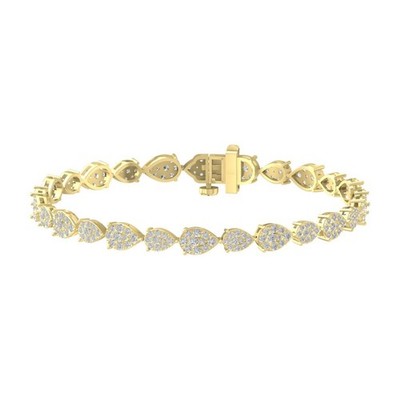 10k Yellow Gold Lab Grown Diamond Composite Bracelet 7'' Holiday Gift