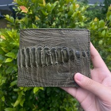 Real Olive Ostrich Leg Leather Bifold Wallet Cardholder Men Wallet Handmade