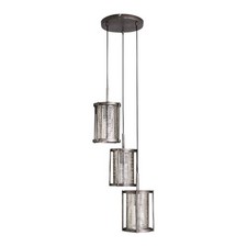 Modern Brushed Silver with Mesh Shades 3lt Cluster Pendant Home Ceiling Lighting