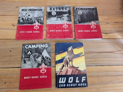 Boy Scouts of America LOT Of 5 Vtg Merit Badge Series Pamphlets Wolf Book 1940s+