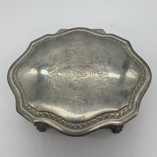 Antique Military Silver Plate Trinket Box Lion Head Claw Foot Dieu ET Mon Droit