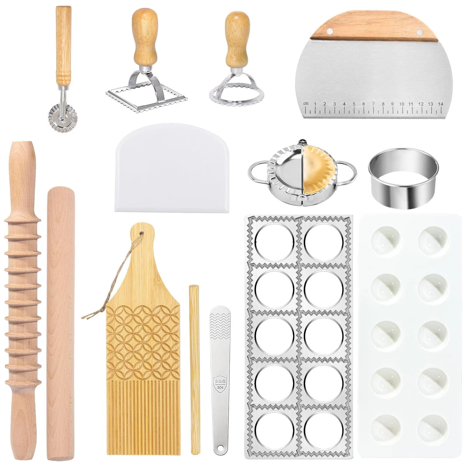 Pasta Making Tools,13PCS Wood Pasta Making Kit with Pasta Rolling Pin,Ravioli...
Opens in a new wind