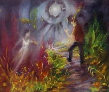 Moon Call Original Oil Painting Fantasy Fairy Female Fine Artwork