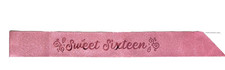 SWEET SIXTEEN BIRTHDAY PINK GLITTER SASH 32 INCH NEW
