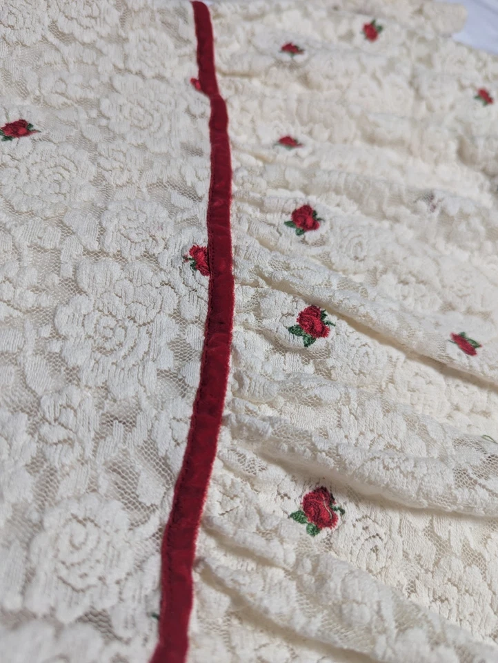 Janie And Jack Girls Ivory Victorian Lace Embroidered Roses Dress Holiday Size 8 - Image 3 of 4