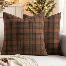 Fall Set of 2 Scottish Tartan Plaid Throw Pil...