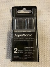 Aquasonic Activated Charcoal Replacement 2 Brush Heads For Ultra Whitening