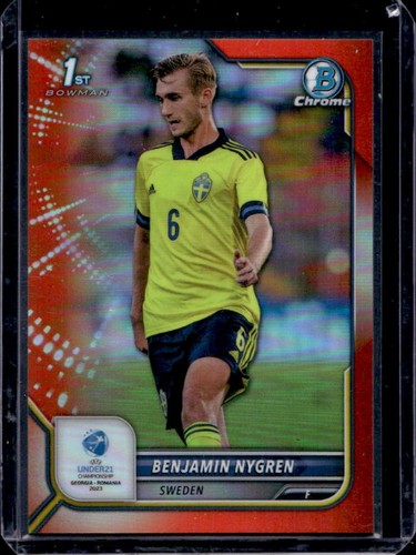2022 Bowman Chrome UEFA U21 Benjamin Nygren Orange Refractor Error #65/75