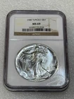 1987 Silver Eagle  NGC MS 69 Brown Label ~ Pristine ~ NO SPOTS (038)