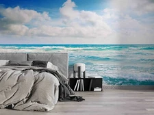 3D Sea Beach Sky Wallpaper Wall Mural Removable Self-adhesive Sticker 954