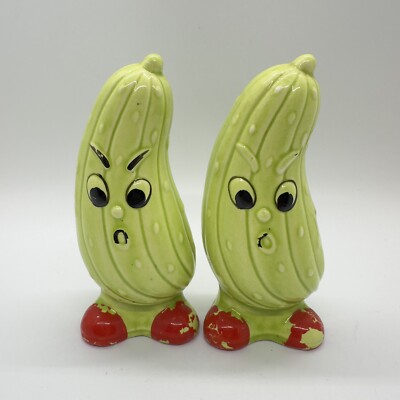 Anthropomorphic Vintage Japan Cucumber Pickle S&P Set