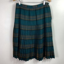 Vtg Flawed Highland Queen 100 Pure Virgin Wool Pleated Skirt 29" Plaid Midi