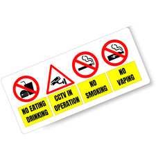 1 x No Smoking Eating Drinking CCTV In Operation Stickers Warning Sign Taxi Car