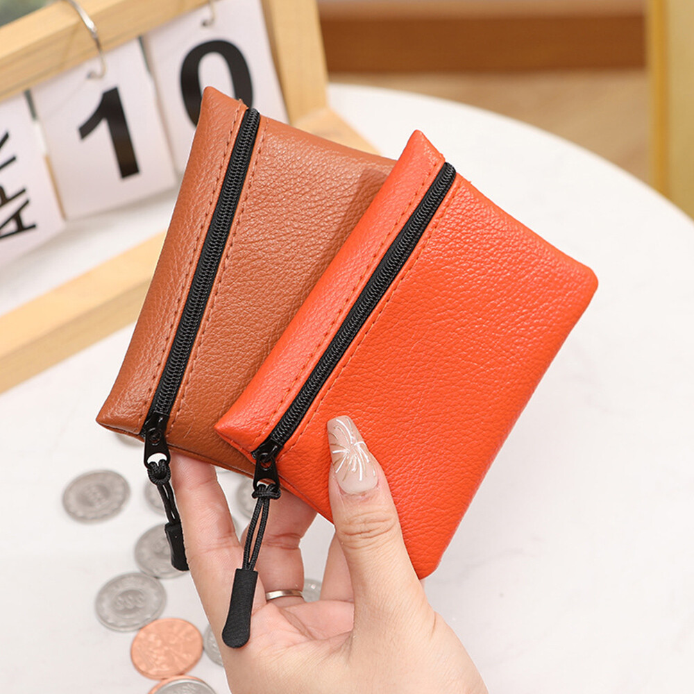 Women Small Change Bag Mini Purse Leather Coin Card Key Ring Zip Wallet